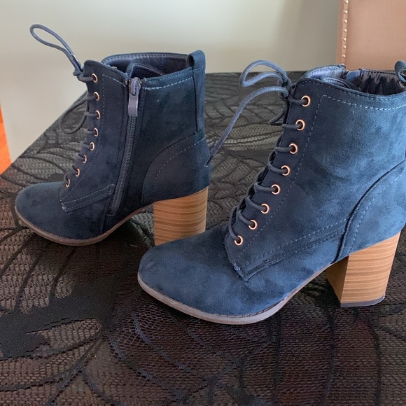 Womens 6.5 Blue Navy Suede Calf Boots - Picture 2 of 6